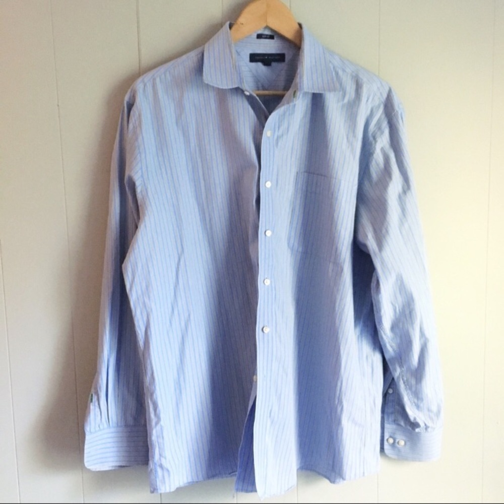 TOMMY HILFIGER Striped Slim Fit Dress Shirt XL Vintage Prep